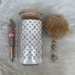 Beaded Stylus Pen ,Keychain ,Glass Can 16  Oz